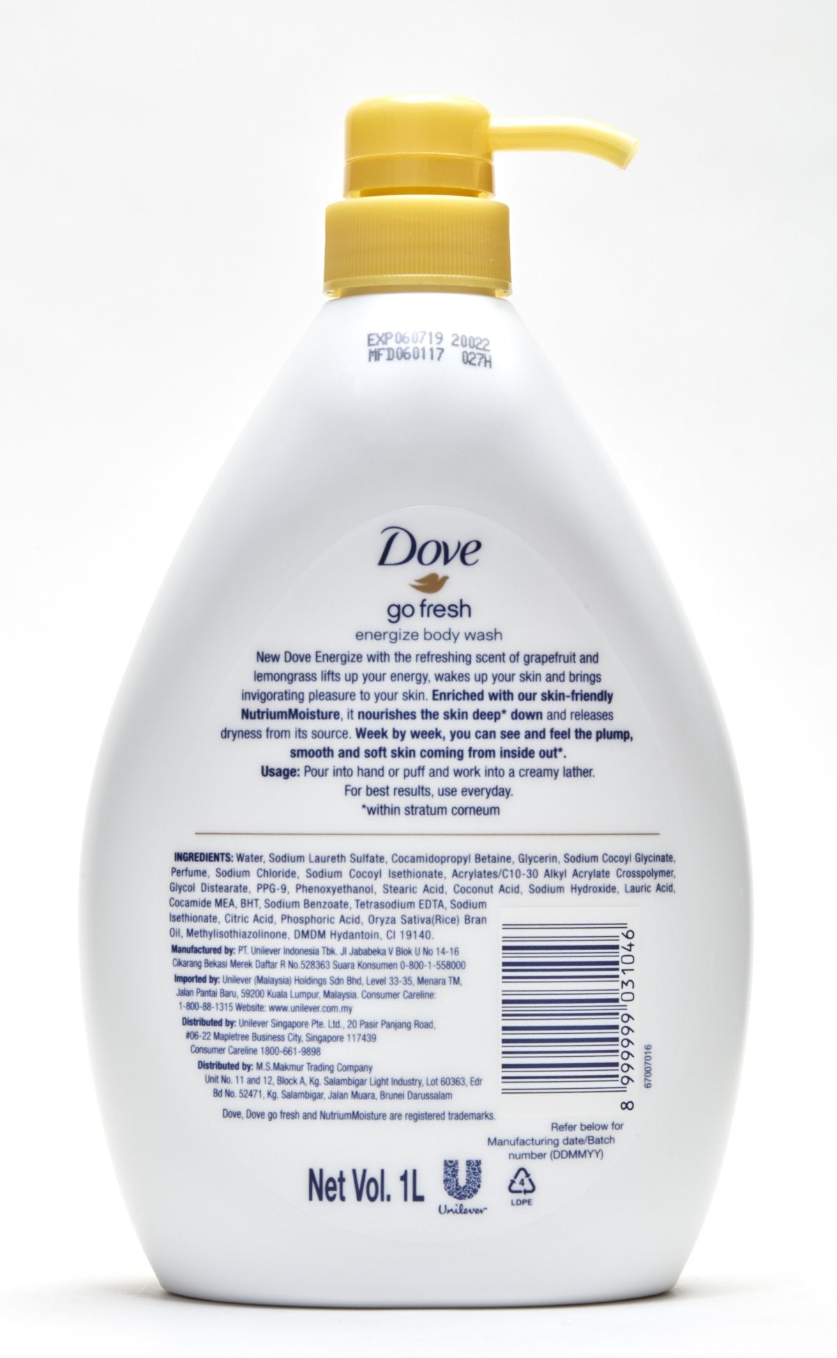Dove Body Wash 1L ((GRAPEFRUIT & LEMONGRASS SCENT))